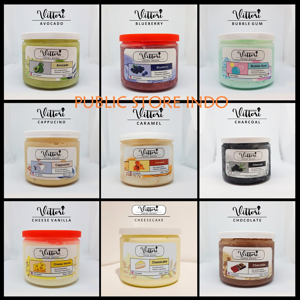 

Gelato Ice Cream by Vittori Gelato All Flavours Es krim Gelato - 80ml, 250ml, 500ml