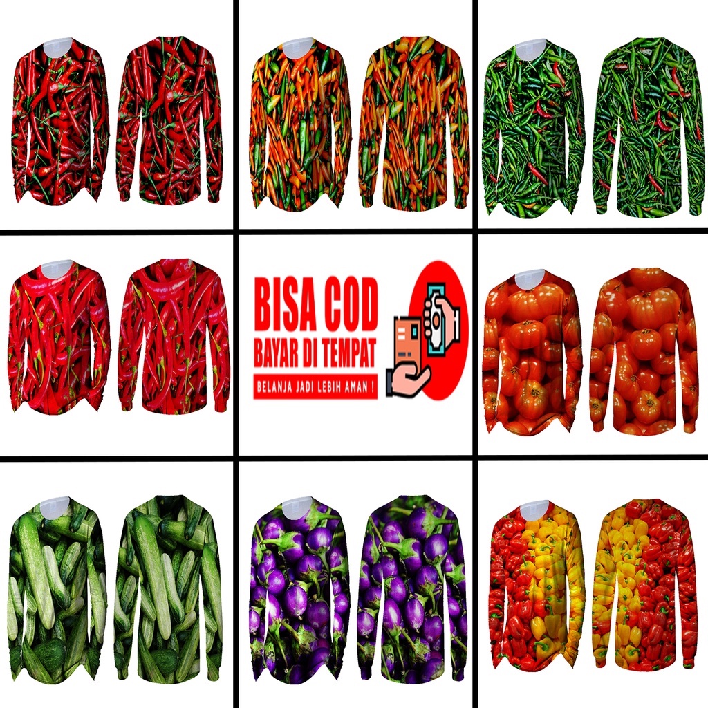 kaos pria kaos sayuran kaos jersey model cabe hijau anak/dewasa fuulprinting termurah (COD)