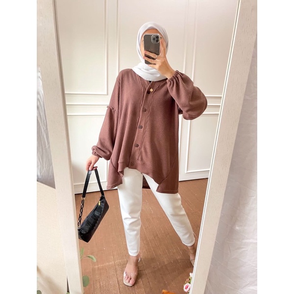 Fleur Blouse 2in1 | Blouse Outer Cardi | Waffle uniqlo | Busui friendly oversize