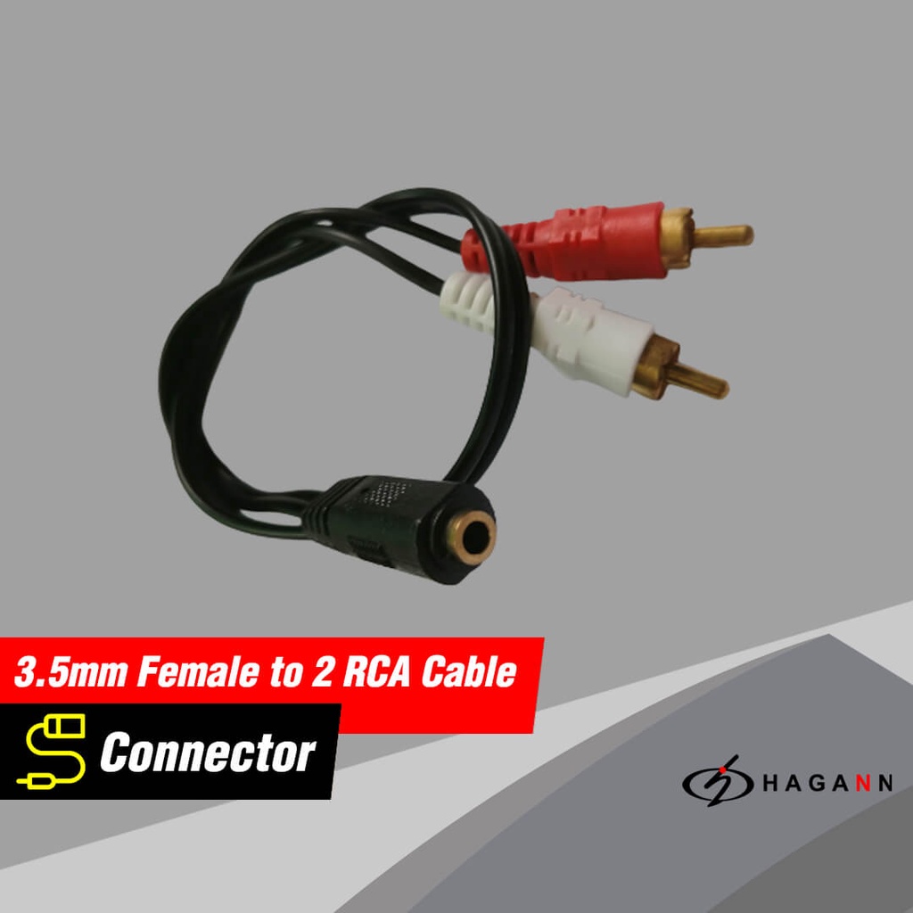 Cable Converter 3.5mm Female to 2 RCA Male Kabel Konverter Aux Audio Jack 3.5 mm ke 2RCA