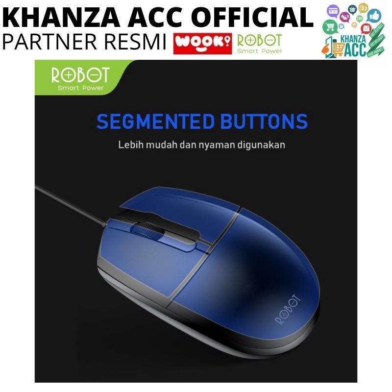 KHANZAACC ROBOT M120 Office Mouse Wired 1000 DPI Ergonomic Design with Anti-Slip Scroll Wheel