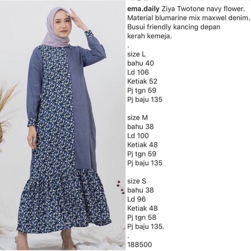 Ziya twotone navy flower by Ema daily