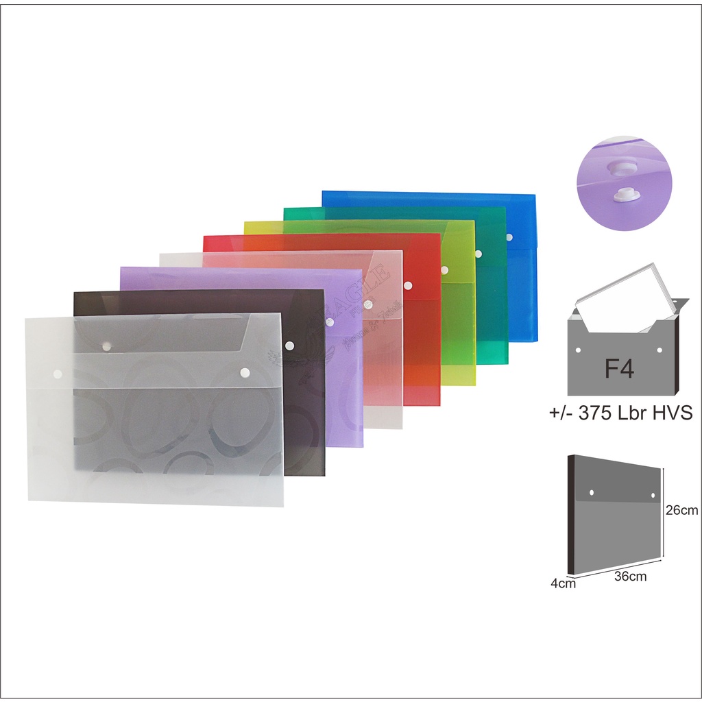 

Carry File Box 4 CM Transparan / Document Case Kancing 2 / Map Plastik Tenteng F4 (Folio) EAGLE