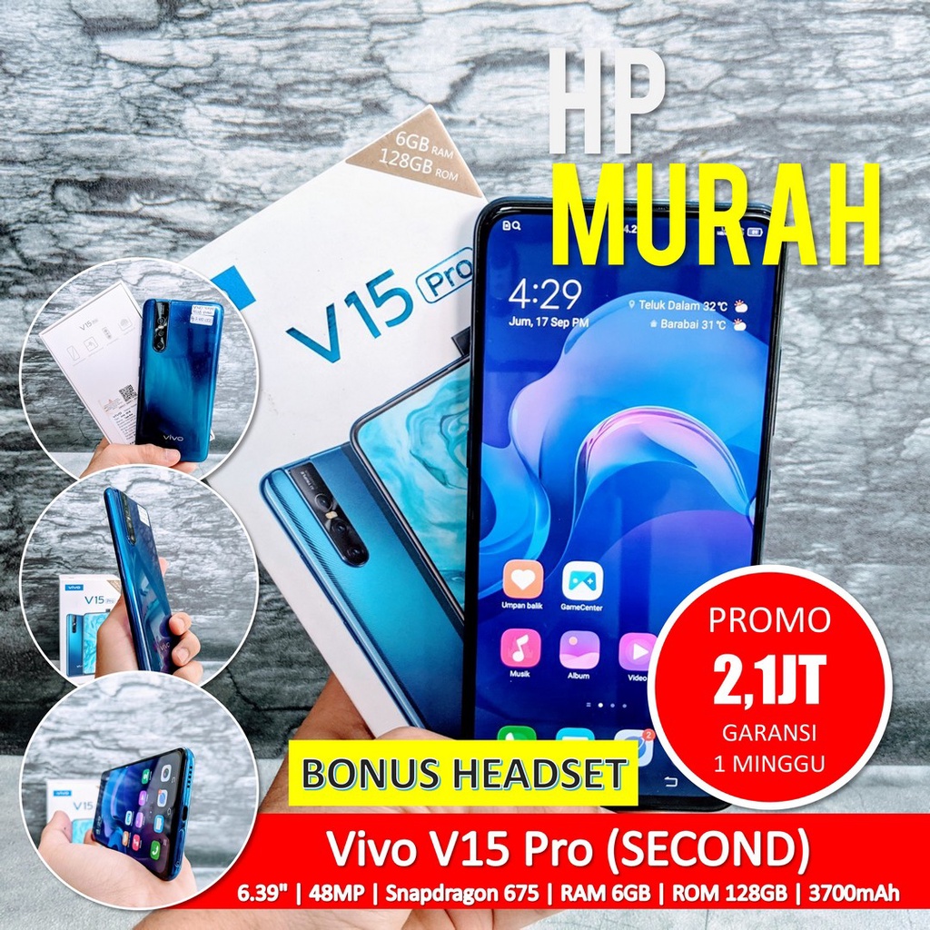 [Bisa COD] Vivo V15 Pro 6/128GB Kamera Pop-up 32 MP – Android Second Seken Bekas Handphone Murah