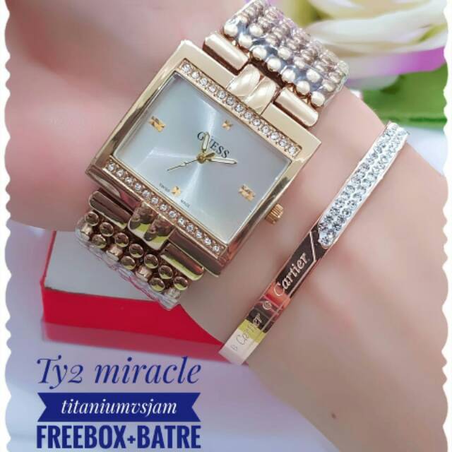 Jam tangan import set gelang titanium