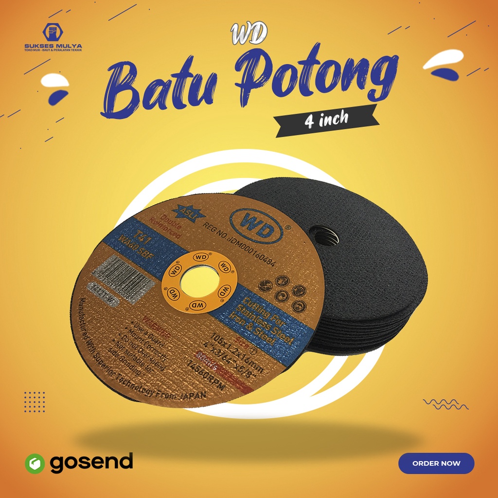 BARU  WD Batu Potong 4" x 1 Mata Gerinda Cutting Wheel Tajam Plus