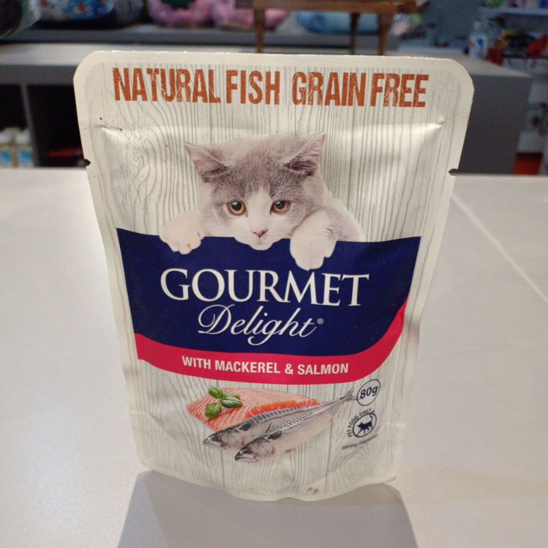 GOURMET DELIGH Mackerel tuna salmon chicken crab pouch 80gr makanan basah kucing GRAIN FREE