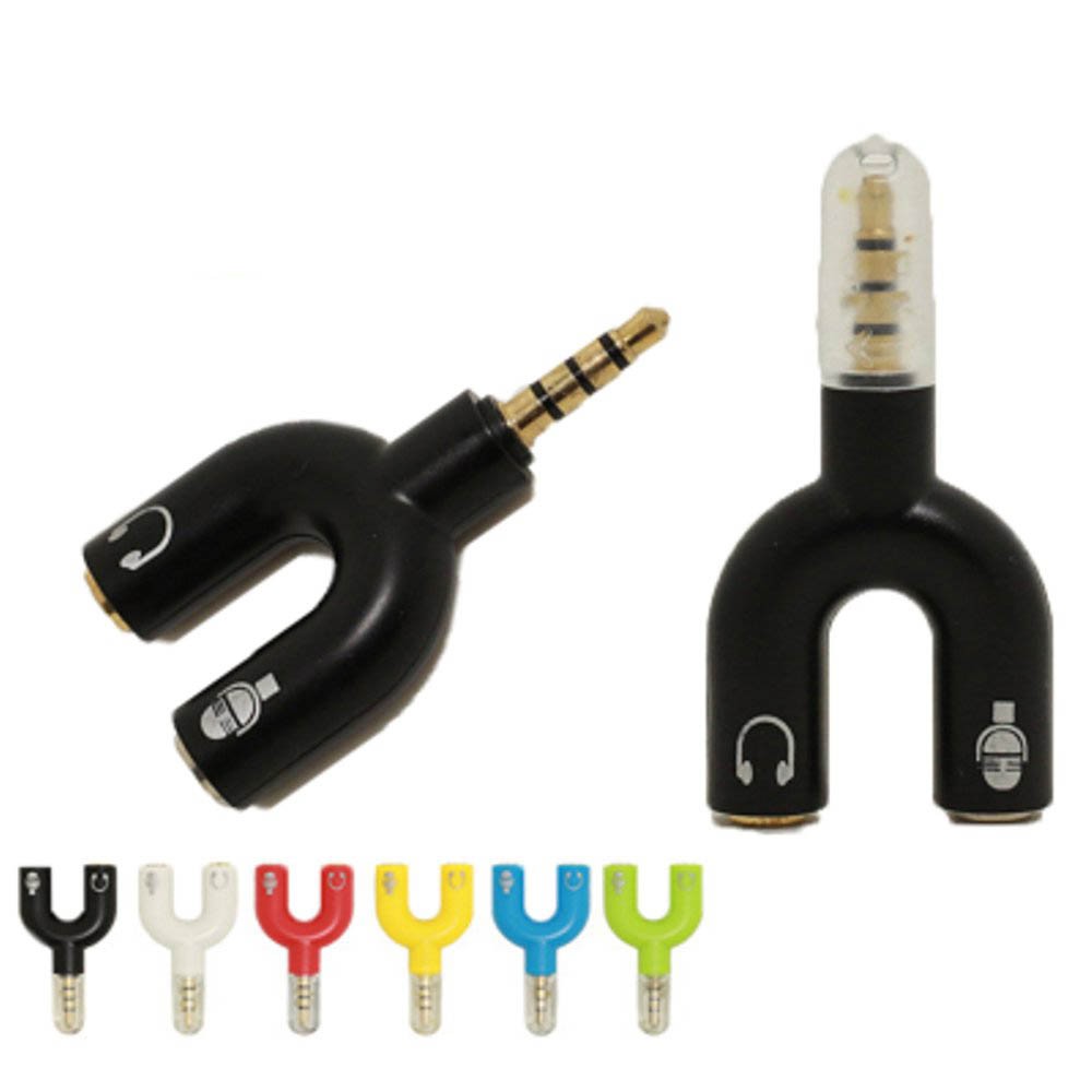 U Shape Mic + Audio Splitter 3.5mm Stereo Audio For Smartphone / Laptop / PC - Warna Random