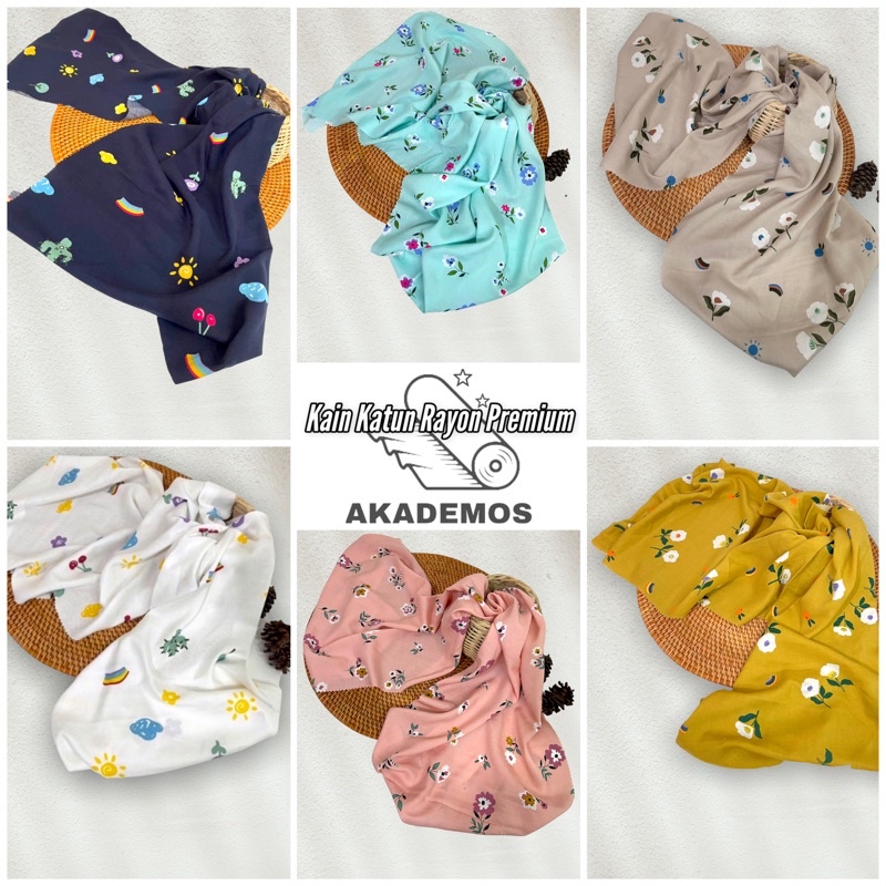 Kain Katun Rayon Chalis Viscose Premium/Mix Motif/Top,Shirt,Dress,Tunic,Homedress,Outer,