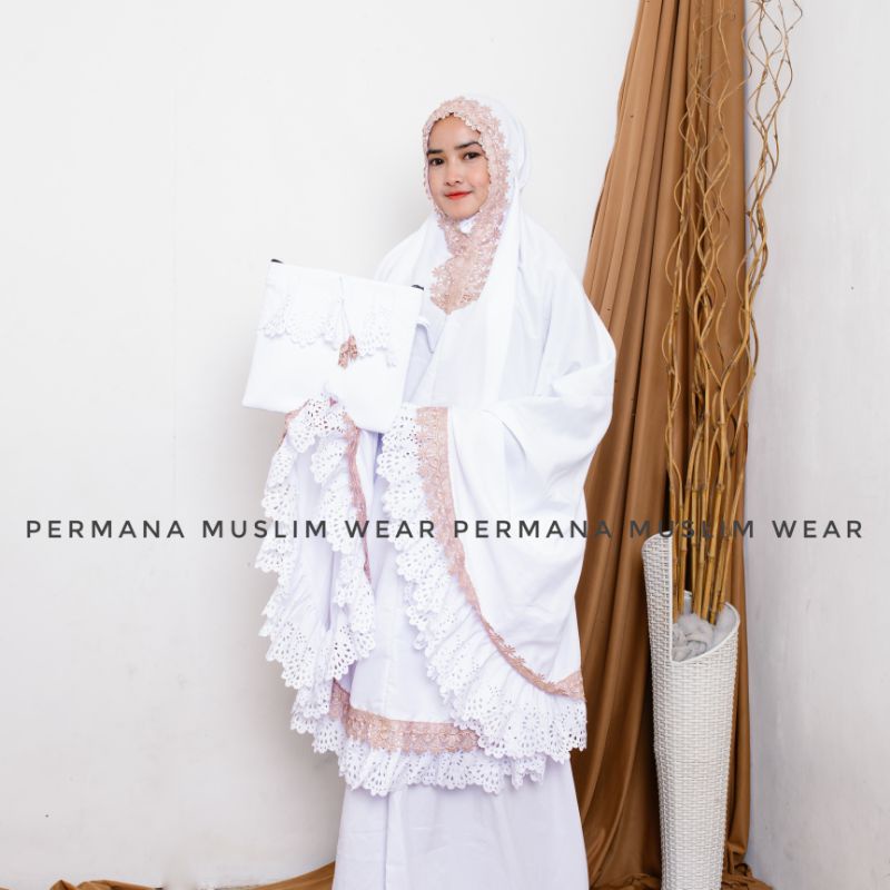 Mukena Dewasa Daily Katun Rempel Laser Cut Renda Premium mewah jumbo