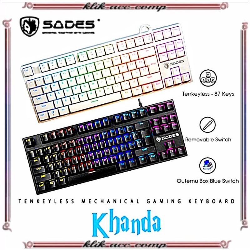 Keyboard Gaming Mechanical TKL RGB Sades Khanda Removable Switch / SADES KHANDA