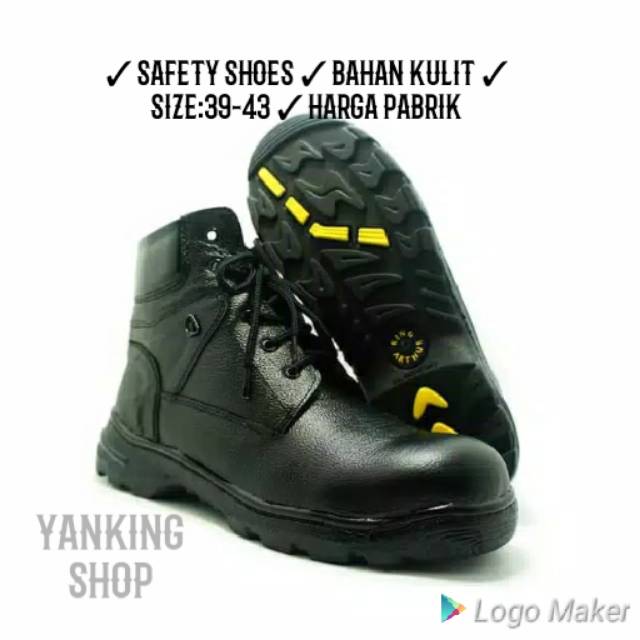 SALE Safety Shoes King Arthur Jaminan Kulit Asli Sapi