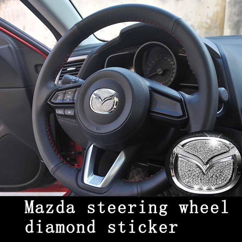 Roda kemudi mobil logo stiker dekorasi berlian Aksesoris Mobil for Mazda 2 3 Axela Atenza CX3 CX4 CX5 CX7 CX9