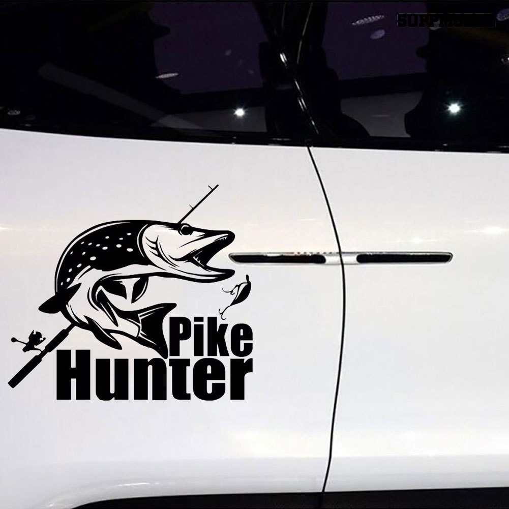 Stiker Reflektif Motif Ikan Pike Hunter Untuk Dekorasi Bodykaca Mobil