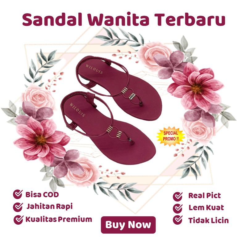 Sepatu Sendal Wanita Tali Belakang Teplek Kekinian Murah