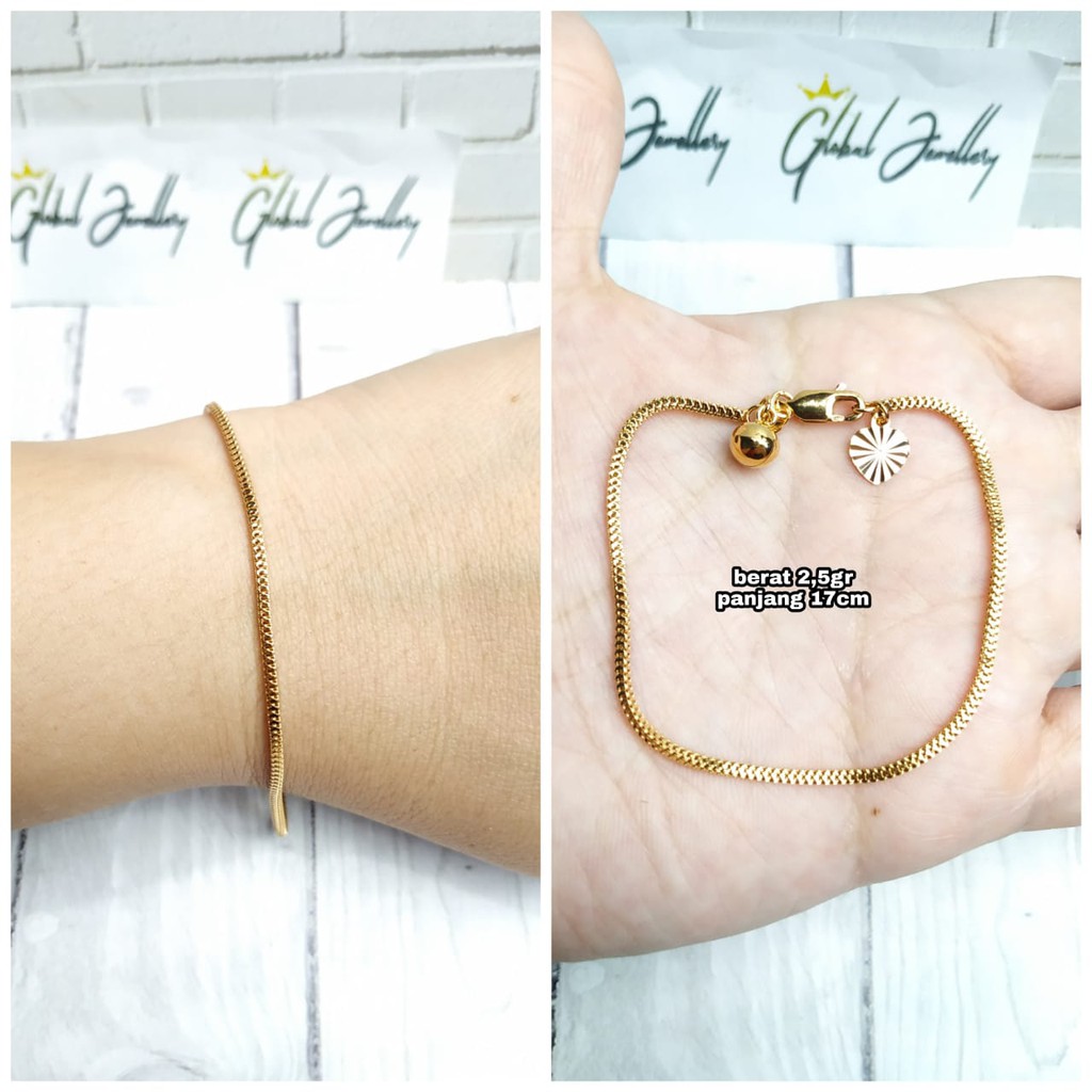 GELANG TANGAN RANTAI MILANO GOLD PERAK ASLI S925 GLOBAL JEWELLERY CK019