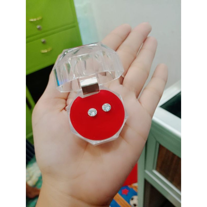 ANTING GIWANG PERAK ASLI 925 DILAPIS EMAS PUTIH