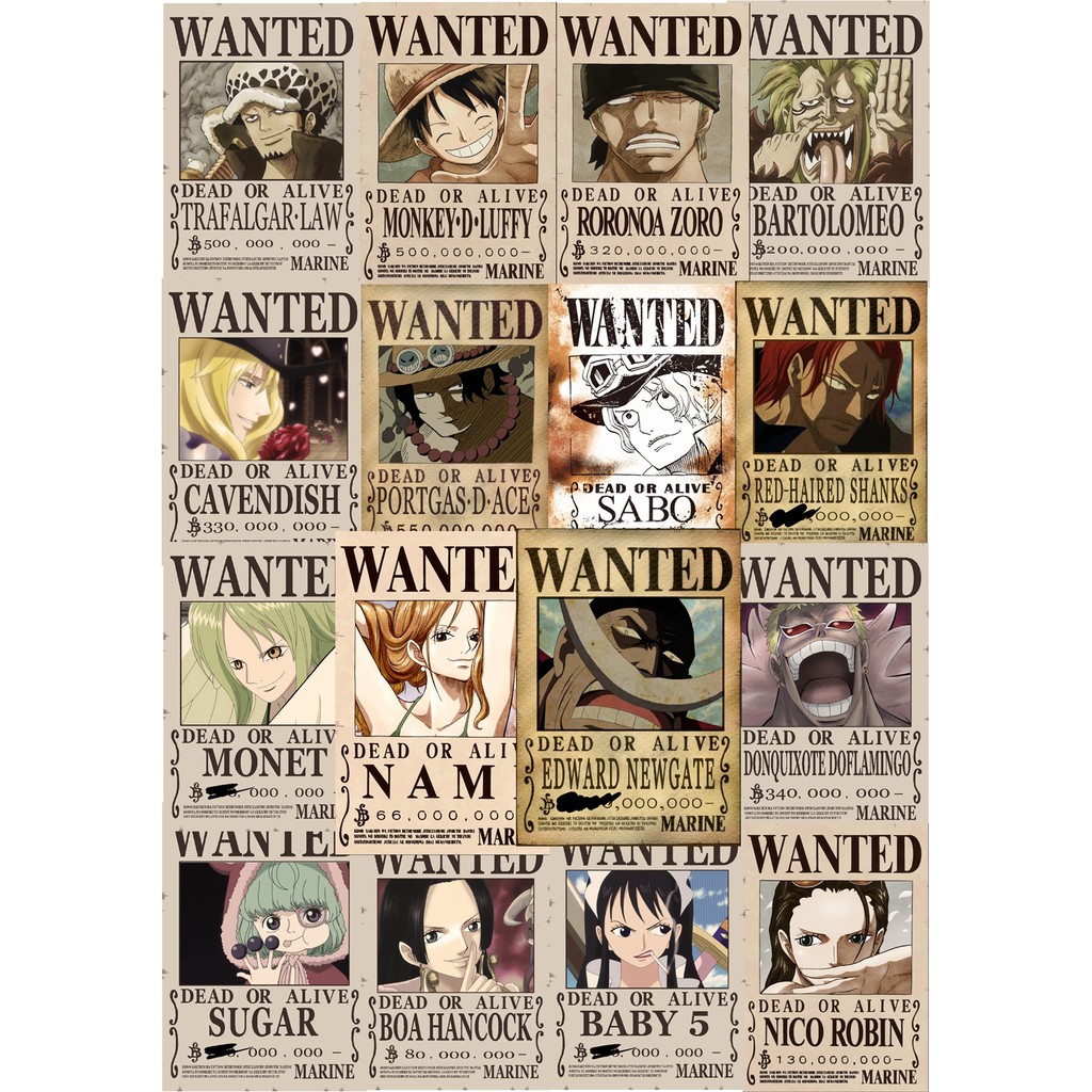 Bounty Poster Wanted One Piece Laminasi Custom Satuan Min 8 Pcs Shopee Indonesia