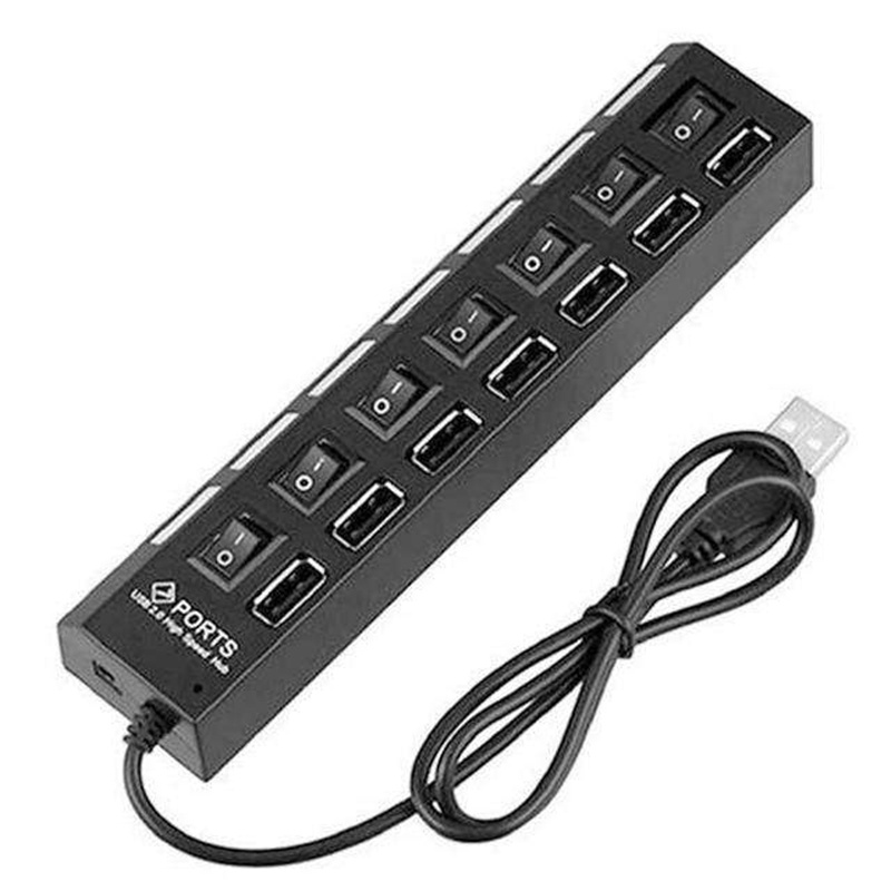 USB Hub 7 Port Extension - Hitam SAKLAR ON OFF NEW MODEL
