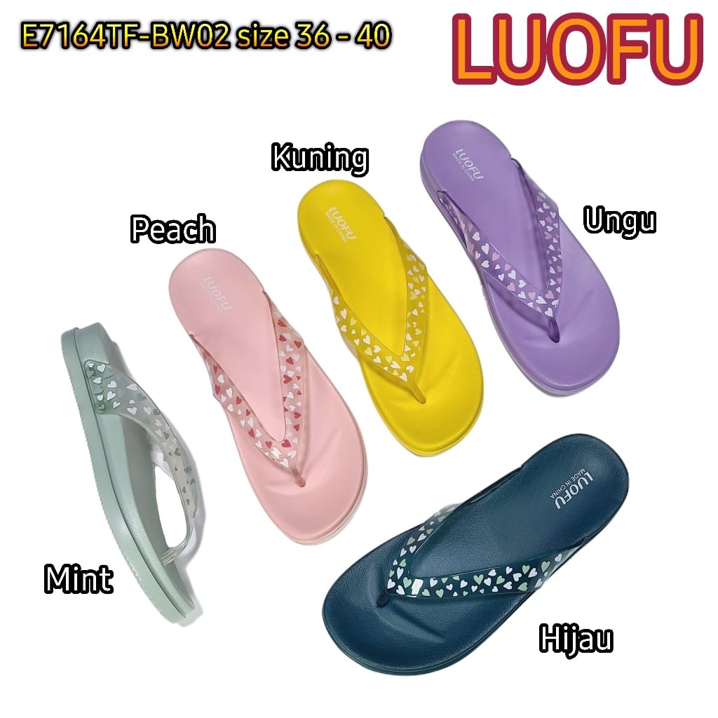 LUOFU ORIGINAL Jelly sandal karet empuk murah wanita jepit luofu sendal japit cewek import E7164TF-BW02