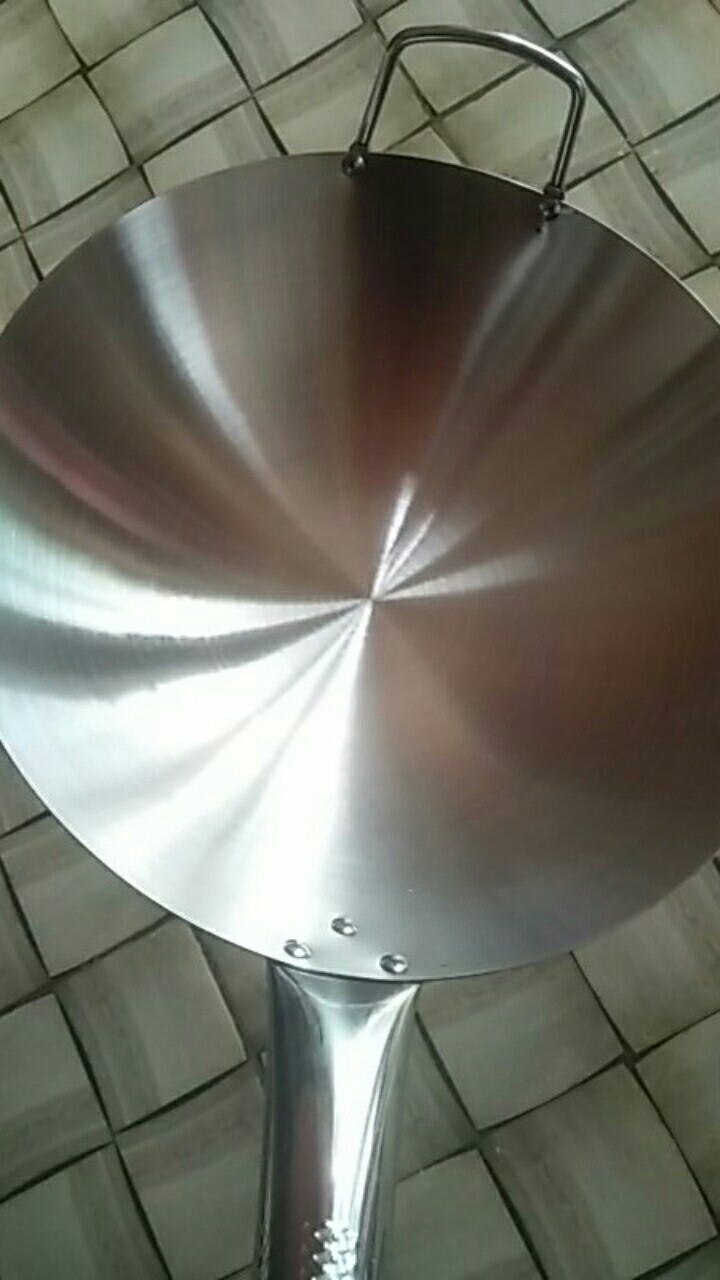 Wajan Penggorengan Kuali Wok Stainless Polos Gagang Panjang 30cm 32cm 34cm Wajan Enamel