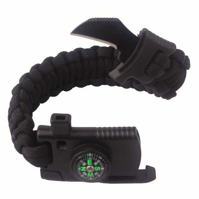 Gelang Kompas Peluit Pisau Survival EDC Parachute Bracelet - B002-6