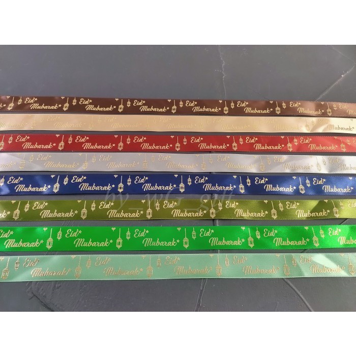

Pita Idul Fitri -Satin Emboss Emas ;Lebar 3.8 cm