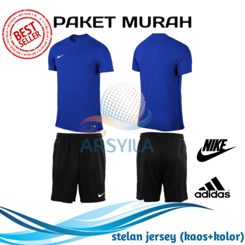 Stelan Jersey/Futsal Polos biru-hitam