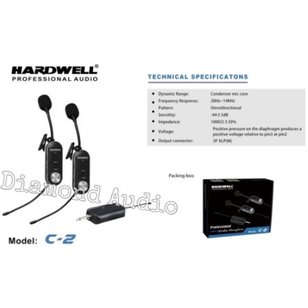 Mic Wireless Hardwell C2 Clip On Original Microphone Jepit Hardwel C 2 ( Bayar Ditempat )