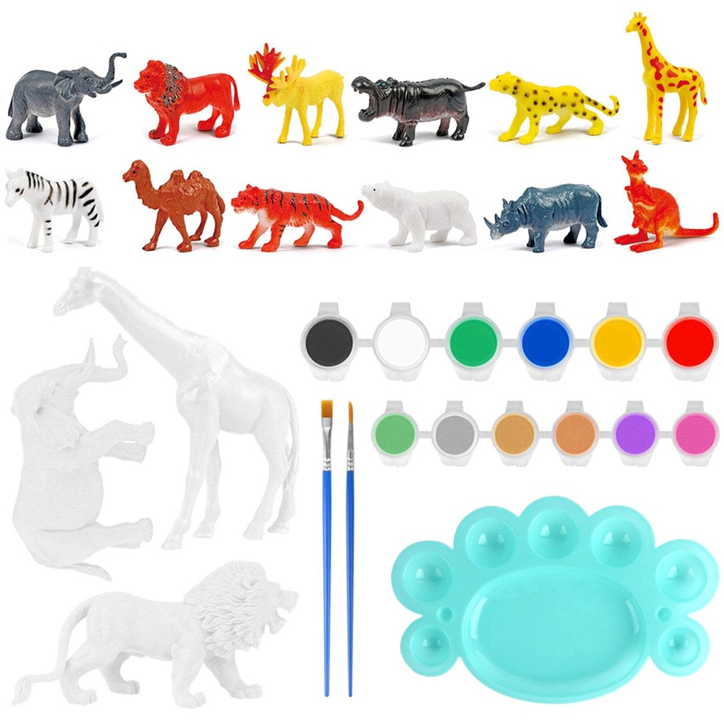 Mainan Montessori Melukis Binatang 3D Wild Animal Painting Set Mainan Binatang