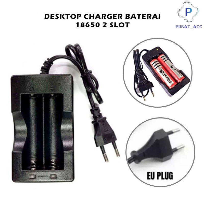 Baterai Charger Desktop Rechargeable 18650 2 Slot