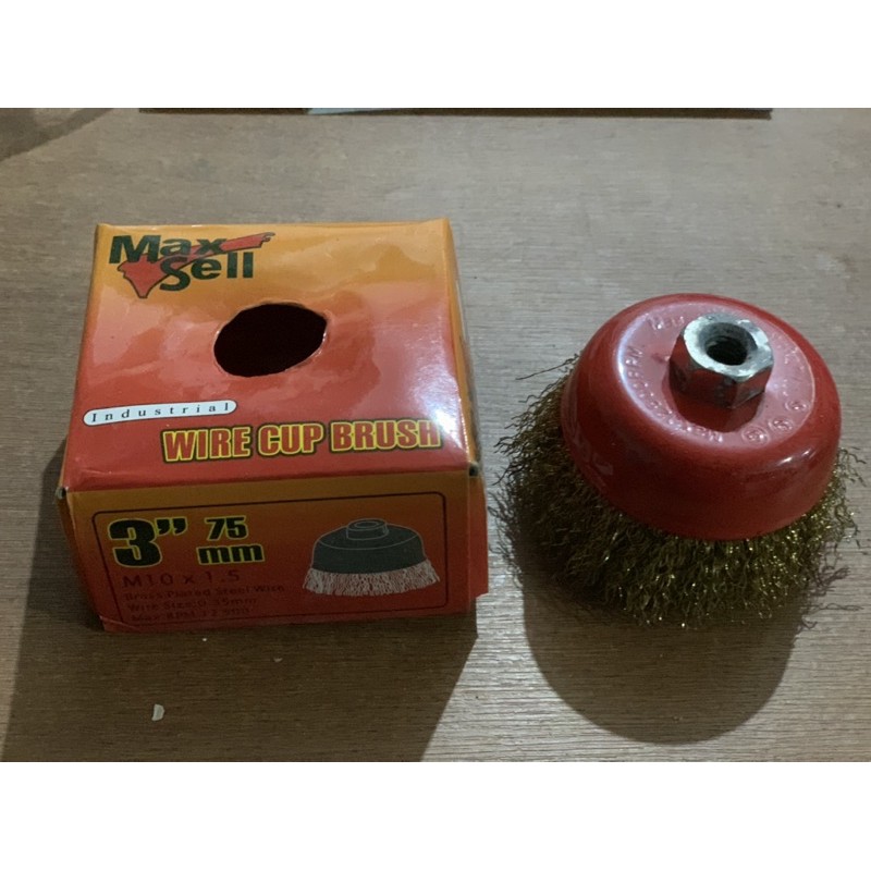 Sikat kawat mangkok 3” kuning maxsell / cup brush gerinda tangan