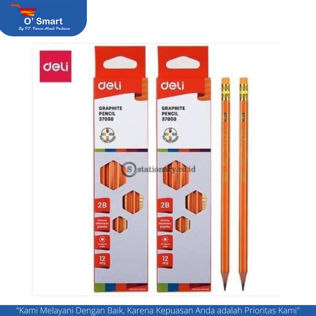 

DELI Pensil 2B Kayu Penghapus Tidak Beracun E37000 Per 12 Pcs