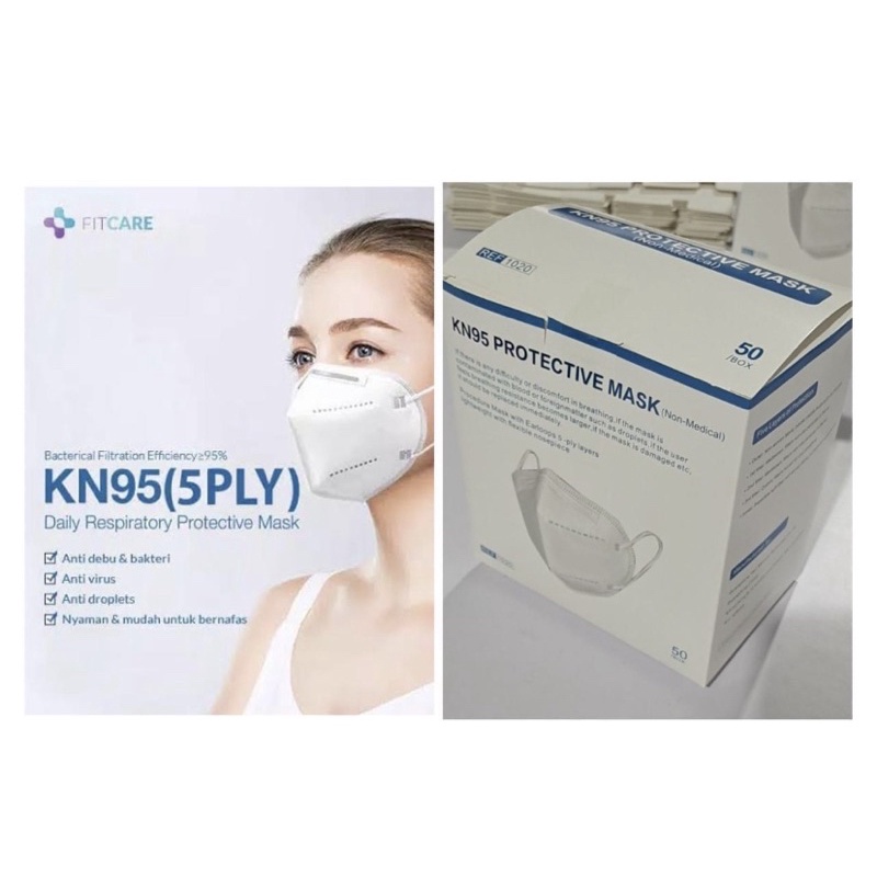 Masker fitcare / fit care KN 95 5 ply / 5 lapis . Protective Mask isi 50 pc