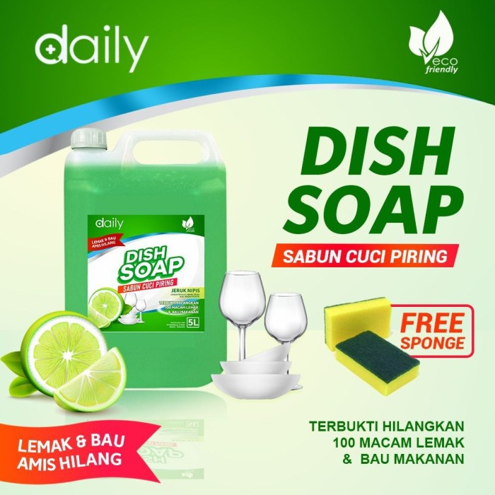 SABUN CUCI PIRING 5 LITER DISH SOAP 5L + FREE SPONS CUCI PIRING