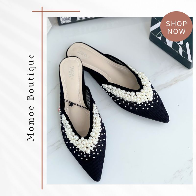 ZS288 Zara Pearl Detailed Flat Shoes