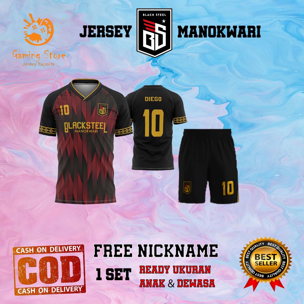 Jersey Kaos Baju BLACKSTEEL MANOKWARI 1 SET