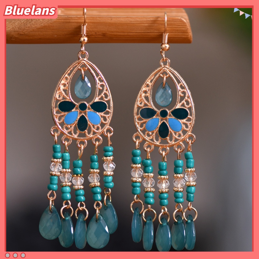 1 Pasang Anting Kait Model Rumbai Panjang Gaya Bohemian Vintage Untuk Pernikahan