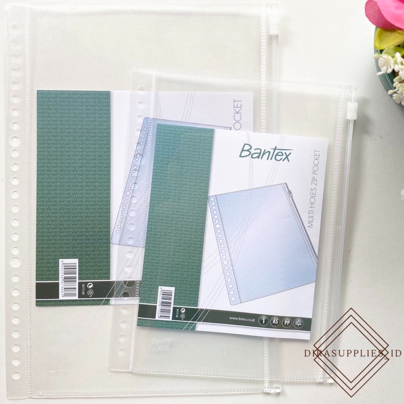 

Bantex Multi Holes Zip Zipper Pocket File untuk Binder A5 B5 | Ziplock Plastik Map Binder Bantex