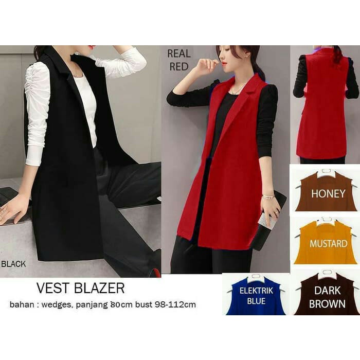 jaket wanita BLAZER FORMAL TANPA LENGAN WANITA / BLAZER KERJA HITAM PANJANG WANITA pakaian wanita ko