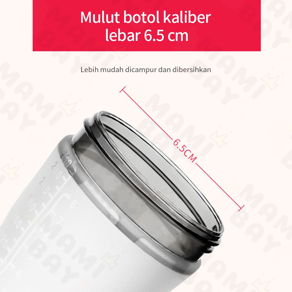 Mamibayi Botol susu silikon piko bello/Botol bayi dengan pegangan/ Baby bottle wide necke