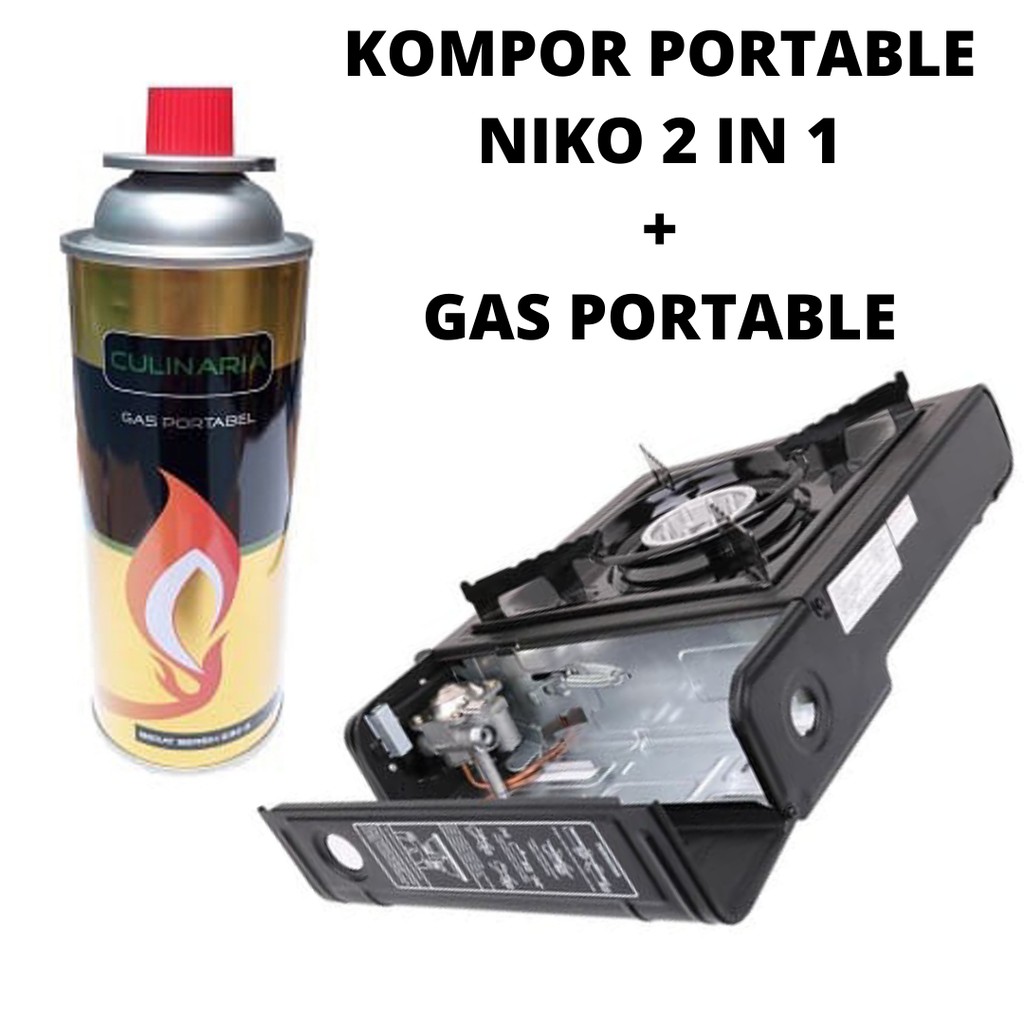 KOMPOR GAS PORTABLE NIKO 2 IN 1 PAKET GAS KALENG PORTABLE KOMPOR PAKET