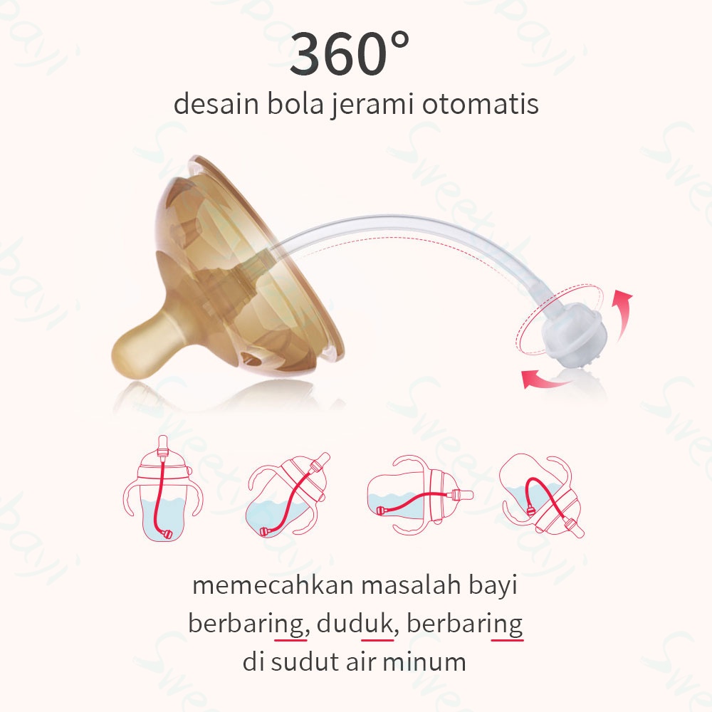 Piko Bello Botol susu Bayi Silikon Leher Lebar botol dengan sedotan