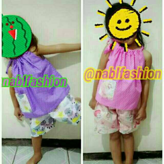 (Harga Ecer) Setelan anak perempuan funny set girl,  piyama, kayla , katun catra