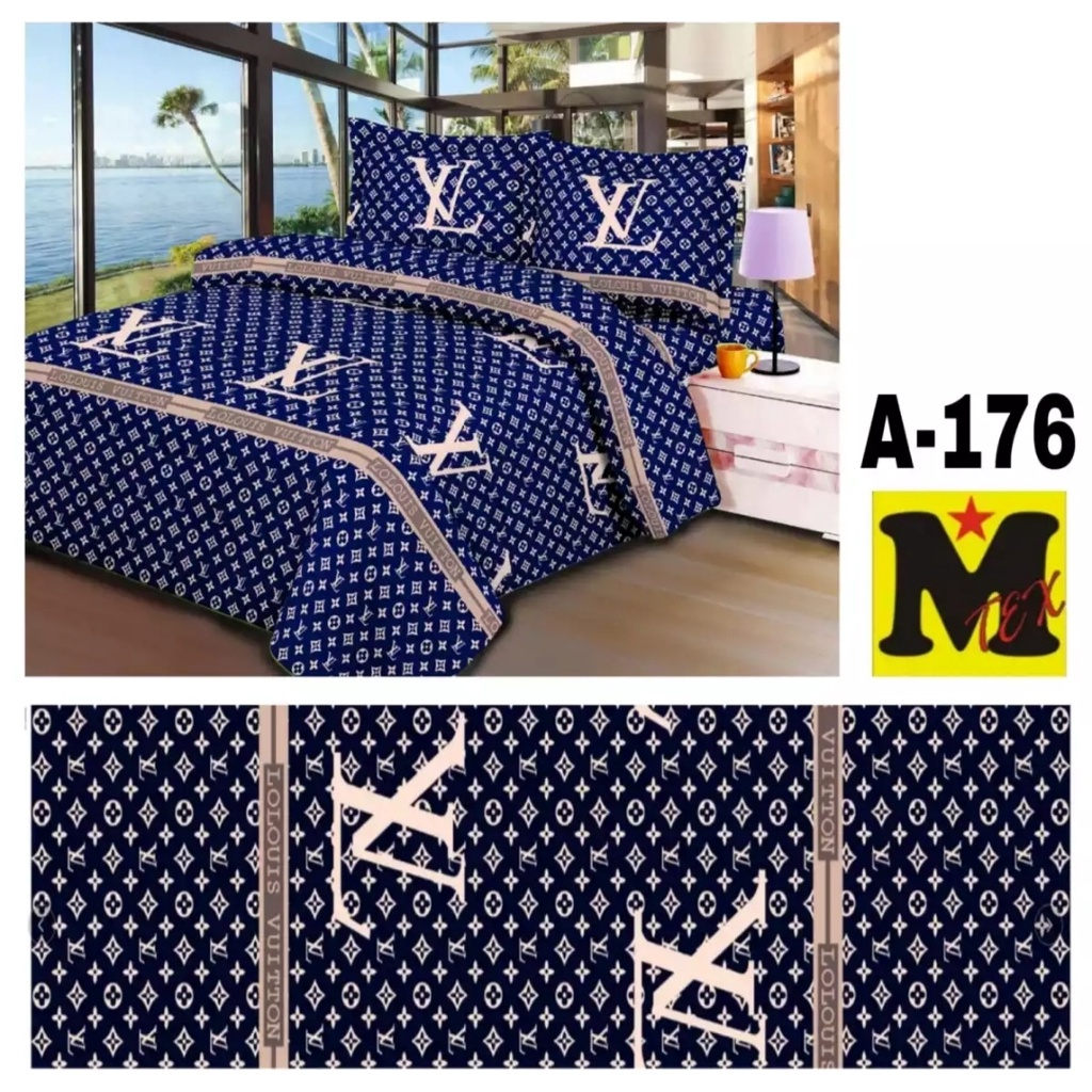 1Set SPREI VITO MOTIF LV TWIST TERBARU Ukuran 180x200 cm  - SEPREI ANTI LUNTUR