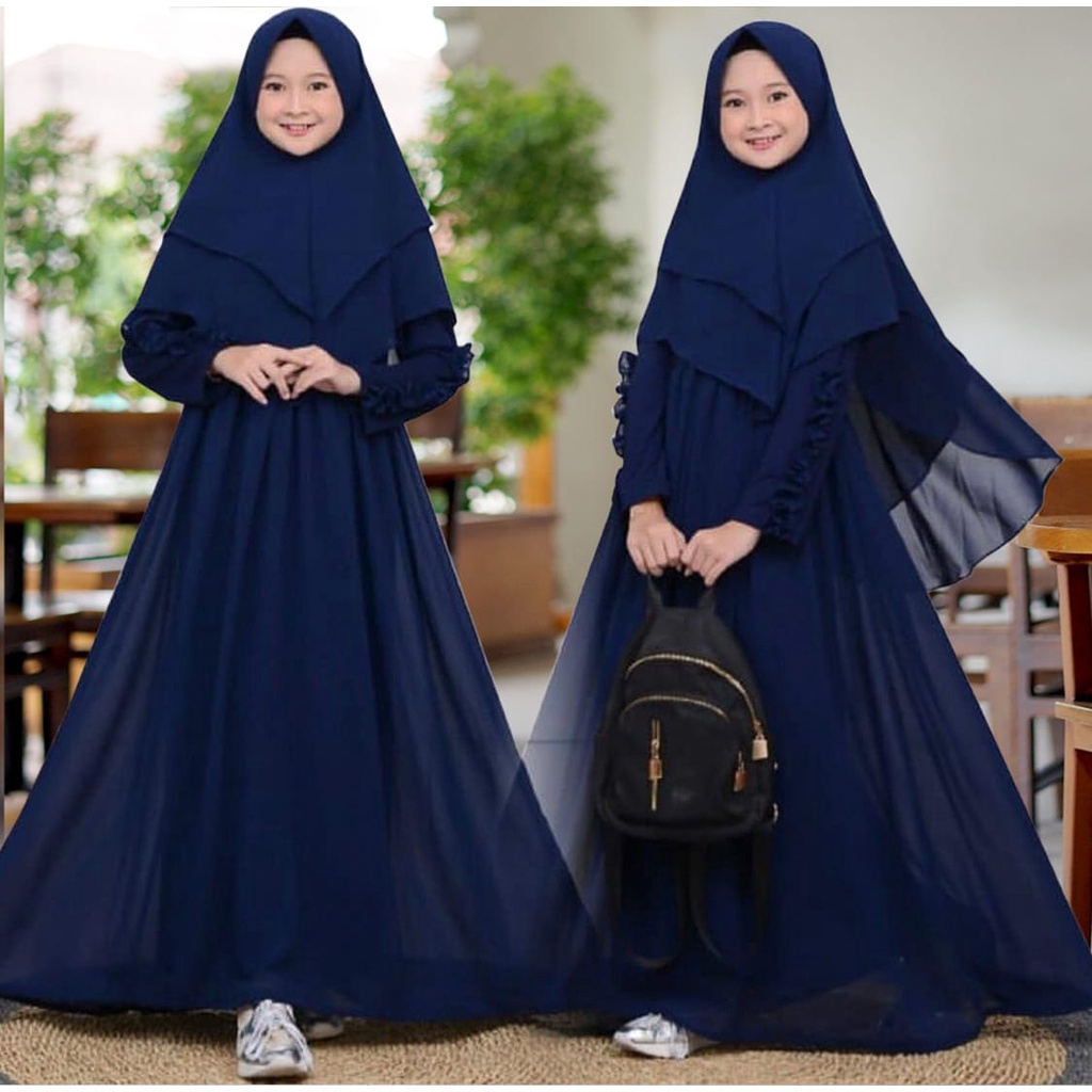 FenishaStore Gamis Syari Kids Aiza Bahan Moscrepe UMUR 12-14 TAHUN Fashion Hijab Kids Gamis Anak Perempuan Dress Anak Murah Gamis Syari Set Anak Model Terbaru