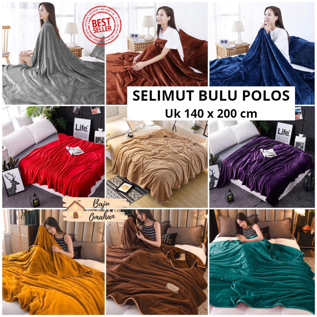 HA003 Selimut Bulu Halus Uk 140 x 200 Motif Polos Lembut Bagus Berkualitas Termurah
