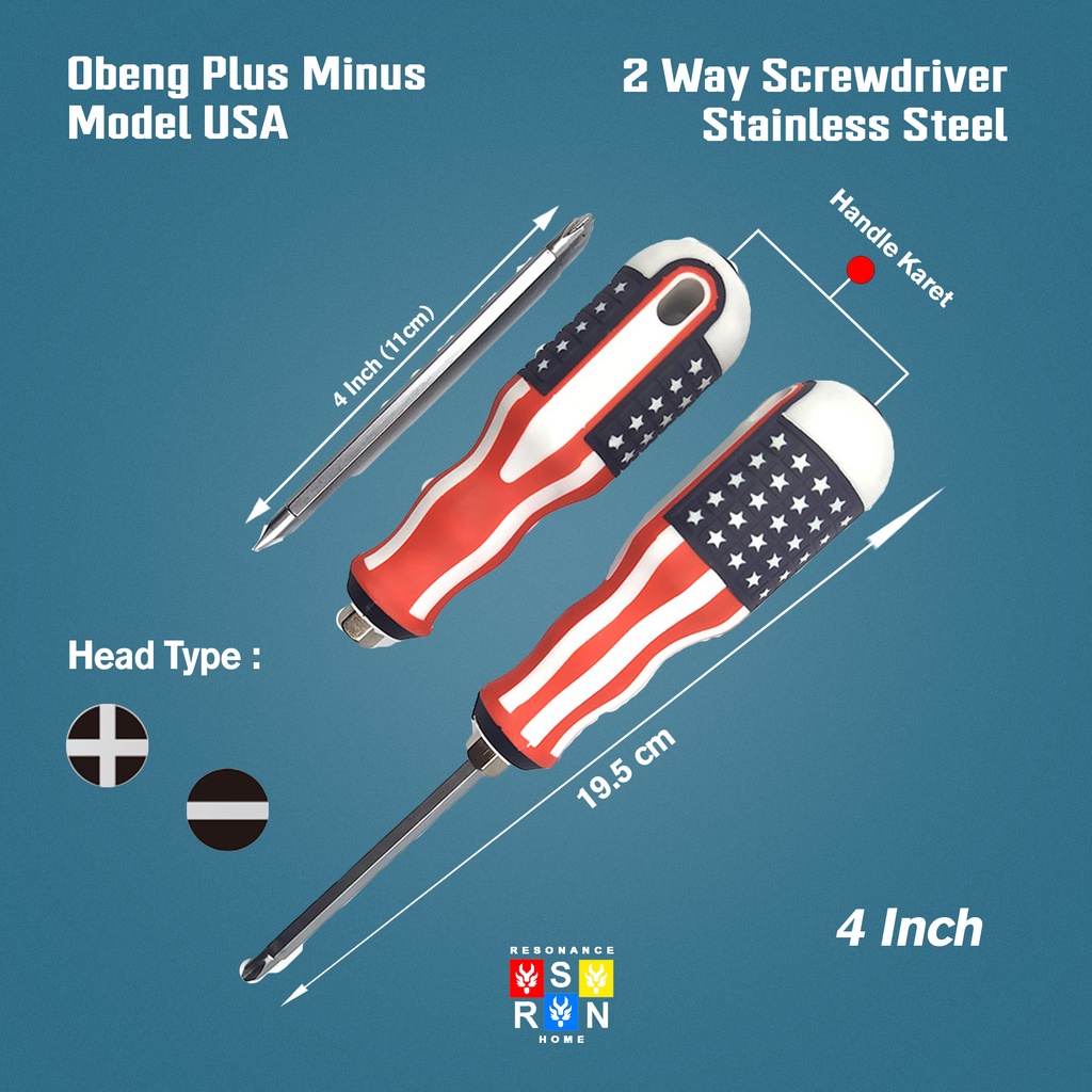 Obeng Karet 4&quot; Bolak Balik USA Amerika Resonance Home