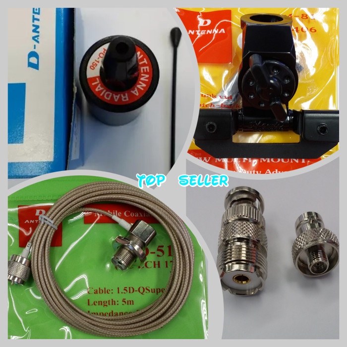 PAKET ANTENA LARSEN RIG MOBIL/HT PLUS KABEL TEPLON,BREKET,KONECTOR HT