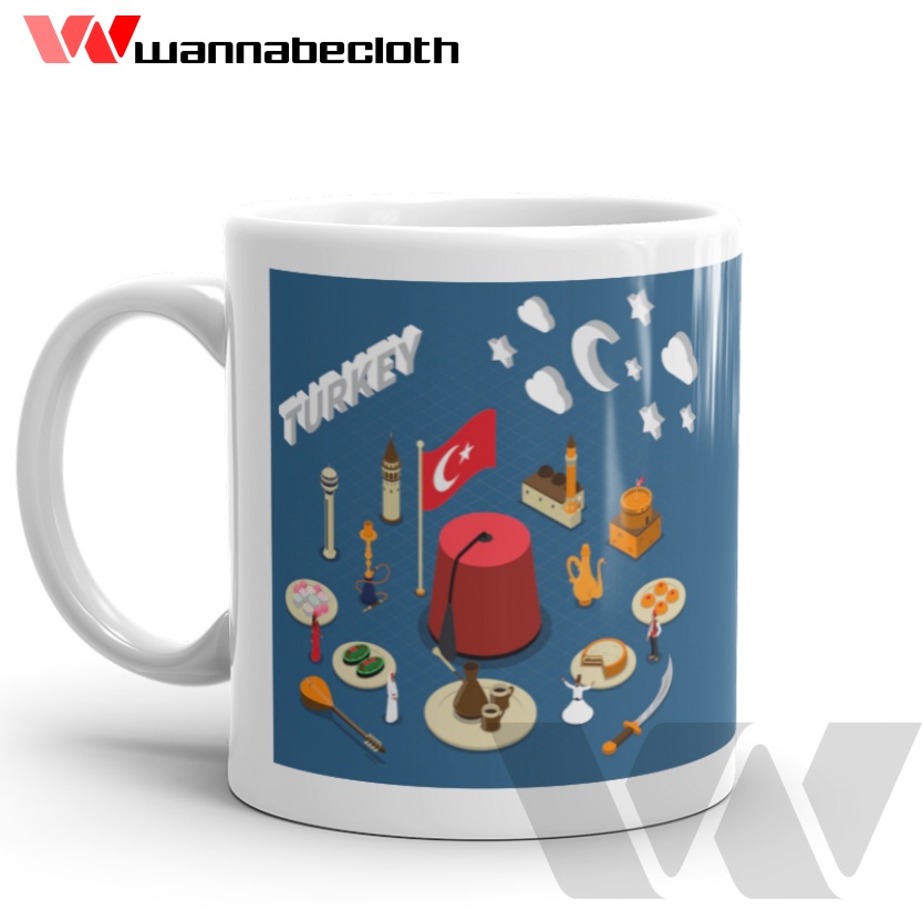 Gelas Istanbul Turki Mug Istanbul Turki Kado Gift Hadiah Souvenir Istanbul Turki Turkey Icon